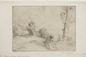 Campesino cerca de una cerca de piedra de Alphonse Legros