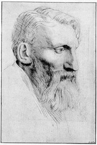 Retrato del escultor francés Auguste Rodin (1840 - 1917) después de un aguafuerte de Legros de Alphonse Legros