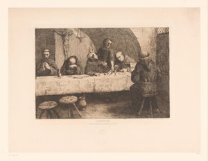 Refectorio con monjes rezando Le réfectoire (título sobre objeto) de Alphonse Legros