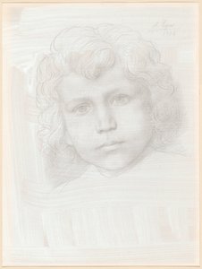Estudio de Cupido (Cabeza de una niña) de Alphonse Legros