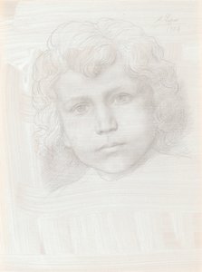 Estudio de Cupido Cabeza de una niña de Alphonse Legros