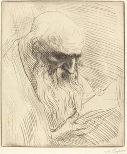 Estudio de la cabeza de un hombre leyendo de Alphonse Legros
