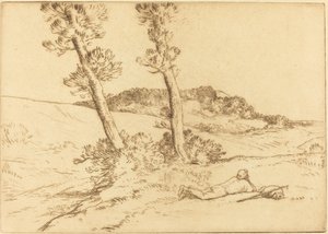 Viajero Reclinado en el Césped de Alphonse Legros