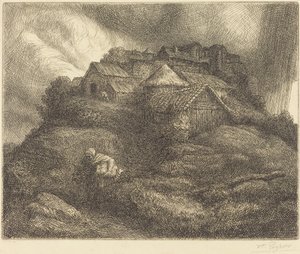 Pueblo de Saint-Pierre durante una tormenta de Alphonse Legros