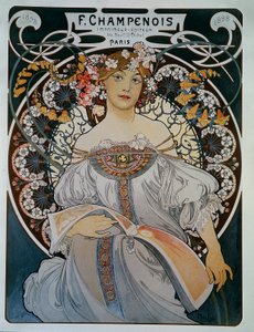 Publicidad para la imprenta-editora F. Champenois - por Mucha de Alphonse Mucha