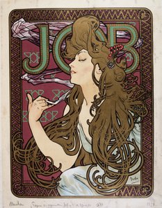 Cartel publicitario para “Papel de Cigarrillos Job” por Mucha de Alphonse Mucha