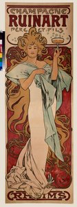 Cartel publicitario del champán Ruinart. Cartel de Alfons Maria Mucha (Alphonse Marie Mucha de Alphonse Marie Mucha