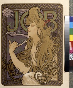 Afiche publicitario del papel tisú ""Job"". Obra de Alfons Maria Mucha (Alphonse Marie Mucha de Alphonse Marie Mucha