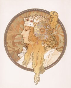 Cabeza bizantina de una doncella rubia; Tete byzantine d