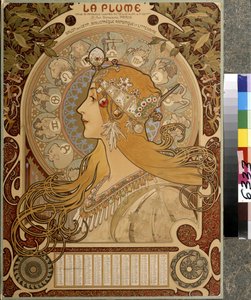 Calendario ""La Plume"", revista bimensual ilustrada del Salon des Cent. Biblioteca artística y literaria. Obra de Alfons Maria Mucha (Alphonse Marie Mucha de Alphonse Marie Mucha