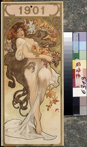 Calendario del año 1901. Obra de Alfons Maria Mucha (Alphonse Marie Mucha de Alphonse Marie Mucha