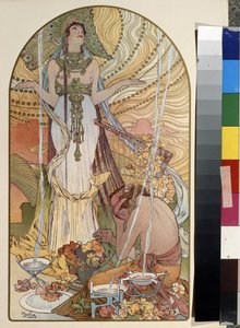 Ilustración de Salambo (Salammbo) de Gustave Flaubert (1821-1880). Obra de Alfons Maria Mucha (Alphonse Marie Mucha de Alphonse Marie Mucha
