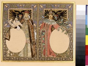 Ilustración de un libro (cuento de hadas o leyendas). Obra de Alfons Maria Mucha (Alphonse Marie Mucha de Alphonse Marie Mucha