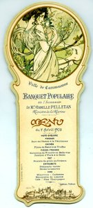 Menú de un banquete popular organizado en Carcasona el 7 de abril de Alphonse Mucha