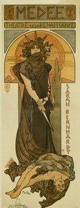 Sarah Bernhardt como Medea en el Teatro Renacimiento. 1898 (litografía)