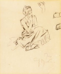 Estudio de una mujer sentada, 1897 de Alphonse Mucha