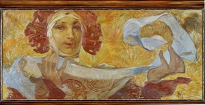 Mujer con pañuelo de Alphonse Marie Mucha