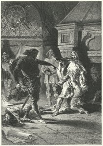 Clovis I imponiendo su voluntad como Rey de los Francos de Alphonse Marie de (after) Neuville