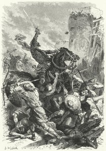 El conde Odo defendiendo París contra los normandos, 886 de Alphonse Marie de (after) Neuville