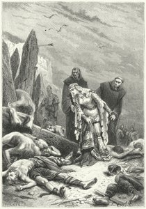 Edith la Bella descubre el cuerpo del rey Harold en el campo de batalla de Hastings de Alphonse Marie de (after) Neuville