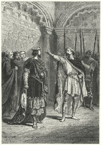 Hugo Capeto, rey de los francos, y el rebelde Conde Adalberto de Périgord, 987 de Alphonse Marie de (after) Neuville