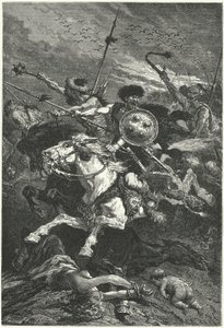 Hunos cargando en la Batalla de Chalons, 451 de Alphonse Marie de (after) Neuville