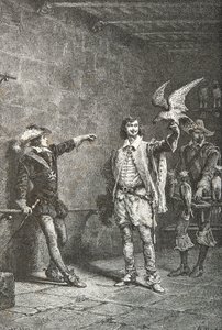 Luis 13 a los dieciséis años, con su favorito, el duque de Luynes (Grabado)