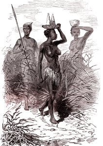 Nativos de la tribu Nuer, valle del Alto Nilo de Alphonse Marie de Neuville