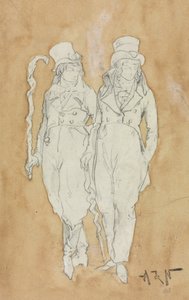 Dos jóvenes de moda de pie, segunda mitad del siglo XIX de Alphonse Marie de Neuville