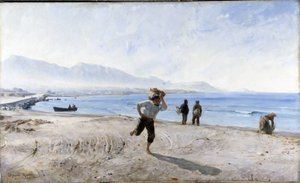 La playa del Prado (acuarela) de Alphonse Moutte