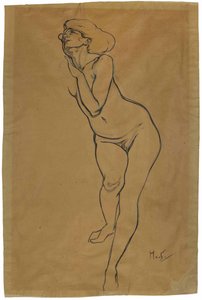 Mujer desnuda de pie de Alphonse Mucha