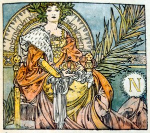Ilustración de Alphonse Mucha de "Clio", una obra del autor francés Anatole France. 1900 de Alphonse Mucha