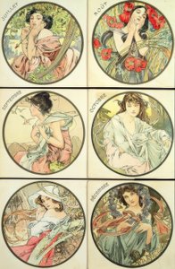 Julio / Agosto / Septiembre / Octubre / Noviembre / Diciembre de Alphonse Mucha