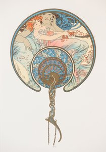 El viento que pasa se lleva la juventud. El abanico, 1899 de Alphonse Mucha