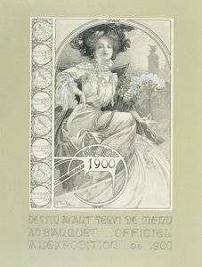 Banquete oficial de la Exposición Internacional de París 1900. Diseño para el menú