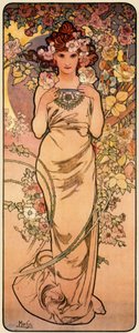 Rosa, de la serie Las Cuatro Flores, 1897 de Alphonse Mucha