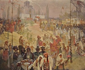 La Coronación del Zar Serbio Stefan Dusan como Emperador Romano de Oriente El ciclo La epopeya eslava de Alphonse Mucha