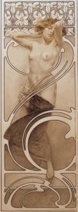 Dibujo preliminar para la tabla 10 de Alphonse Mucha