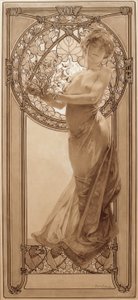 Dibujo preliminar para la tabla 8 de Alphonse Mucha