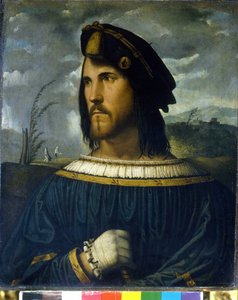 Cesare Borgia (1475-1507). pintura de Altobello Melone siglo XVI. Accademia Carrara. Bérgamo