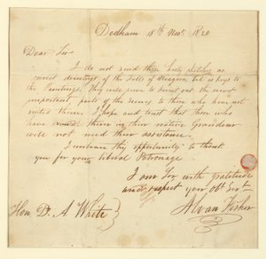 Carta del artista al Sr. D.A. White de Alvan Fisher