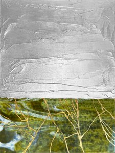 Verde dorado, plata, abstracto de Alyson Storms