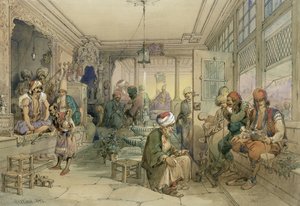 Una casa de café, Constantinopla, 1854 de Amadeo Preziosi