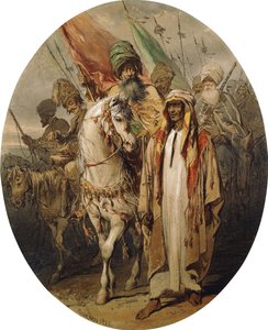 Guerreros árabes avanzando, 1855 de Amadeo Preziosi