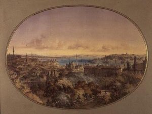Vista de Constantinopla desde Galata hacia el Cuerno de Oro y el Bósforo de Amadeo Preziosi