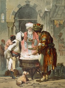 Mujer en una fuente de calle Sebil, pub. 1865 de Amadeo Preziosi
