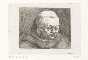 Busto de monje con gafas