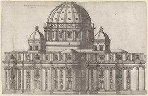 Vista Longitudinal de San Pedro, Roma de Ambrogio Brambilla, after Michelangelo