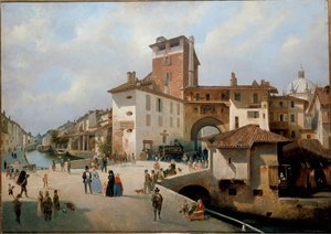 Vista de la puerta Ticinese, Milán de Ambrogio Fermini