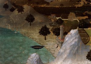 Castillo en la orilla del lago de Ambrogio Lorenzetti